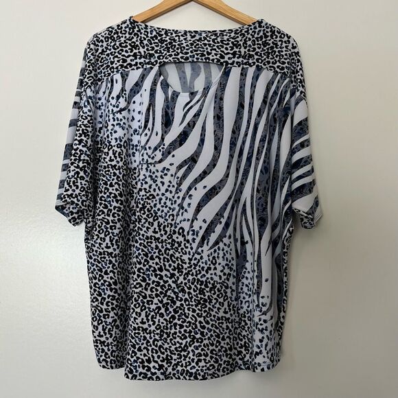 Clara Sun Woo Lagenlook Top Slinky Travel Artsy Relaxed Fit Animal Print Size XS - Picture 4 of 7